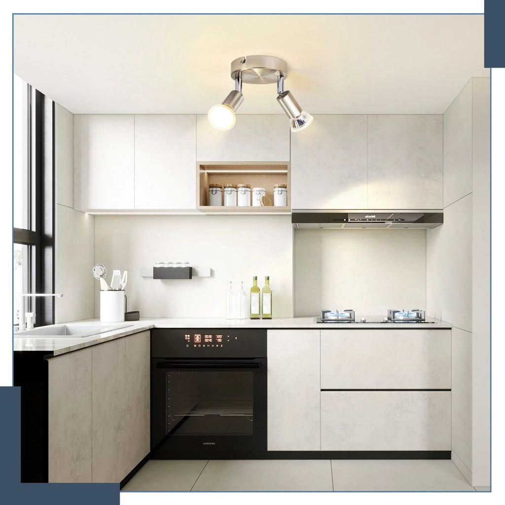 ZMH Faretto da soffitto cromati 2 luci GU10 moderni rotondi orientabili 350° per cucina soggiorno senza lampadina