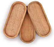 Set di tre piatti di legno ovale per servizio perfetti per contenitore alimentare/barbecue, servire formaggio, sushi, snack di vacanza e altro ancora. (30,48 cm x 12,7 cm x 1,90 cm)