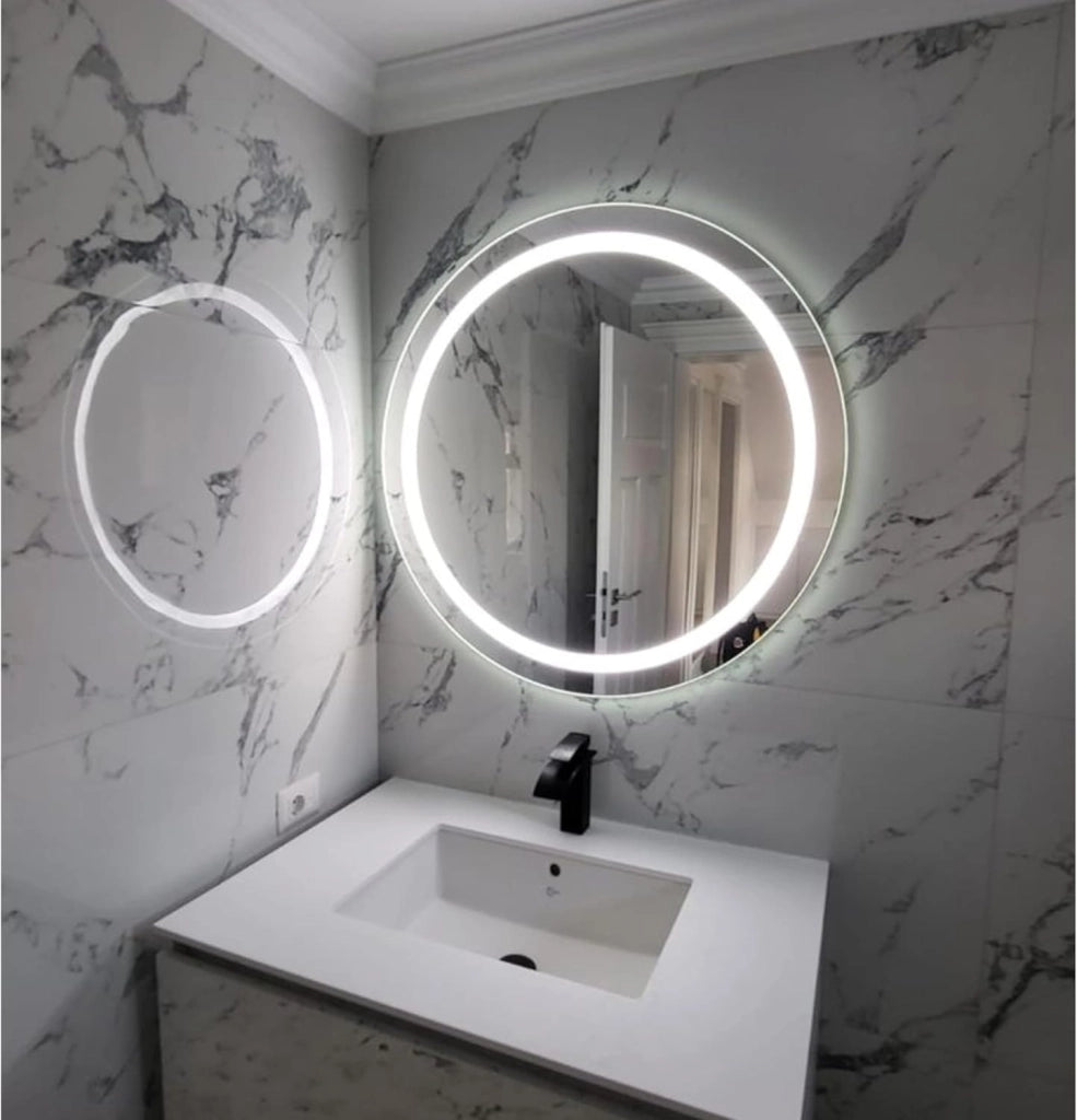 Specchio Bagno LED Rotondo Venere Ø60 cm, Specchio Retroilluminato Bagno, Specchio LED Bagno 4000K, Specchio Rotondo Bagno Moderno