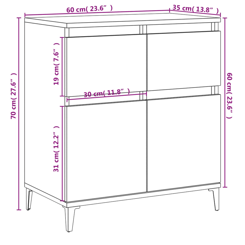 Credenza Bianca 60x35x70 cm in Legno Multistrato 819684