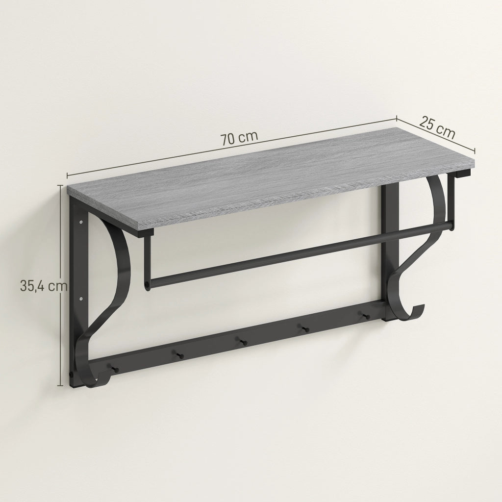 Appendiabiti a parete con ripiano ¨C zephmum ¨C grigio