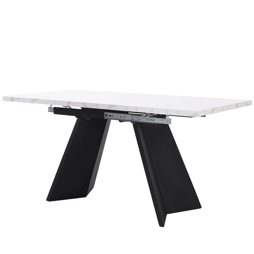 Set Tavolo da Pranzo Allungabile con 4 Sedie ¨C Xylo ¨C Bianco/Grigio Velluto, 160x80x75