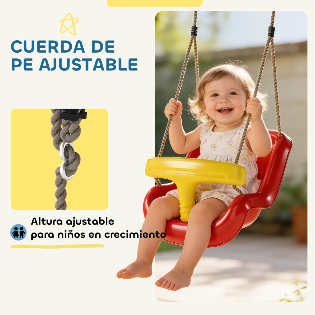 Altalena per bambini con corda regolabile ¨C zephmum ¨C Rosso