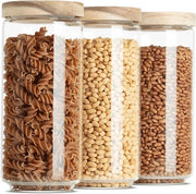Set di contenitori in vetro con coperchio (3 pezzi), stivabile e ermetico, 1000 ml