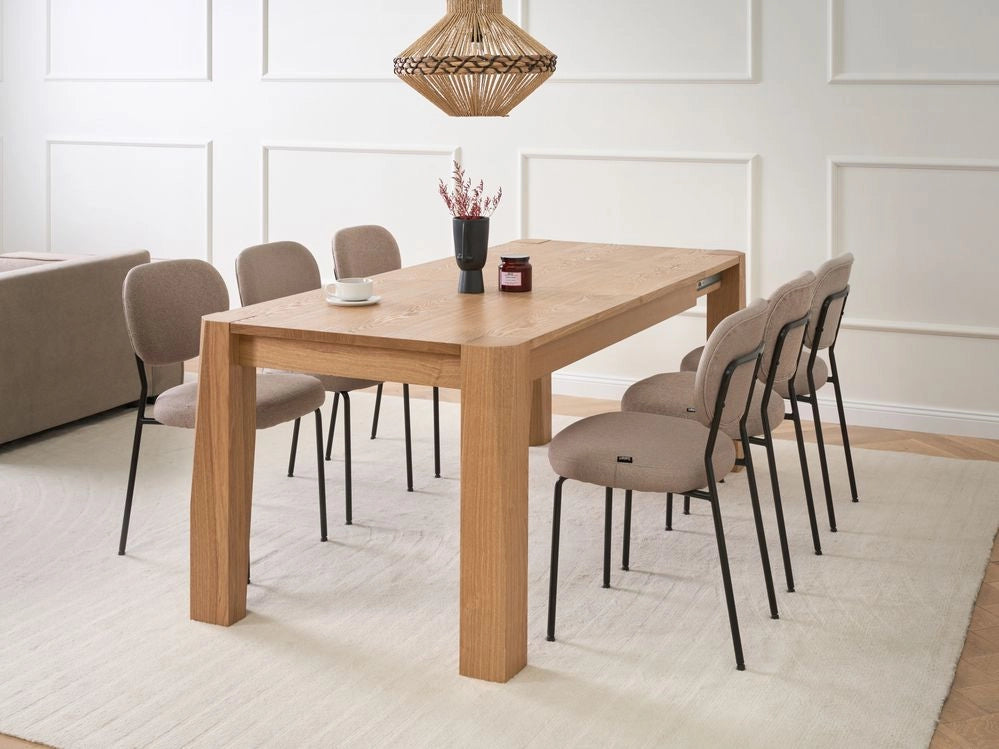 Tavolo da pranzo rettangolare allungabile moderno 160/200 x 90 cm Gambe in legno impiallacciato MDF Frassino chiaro