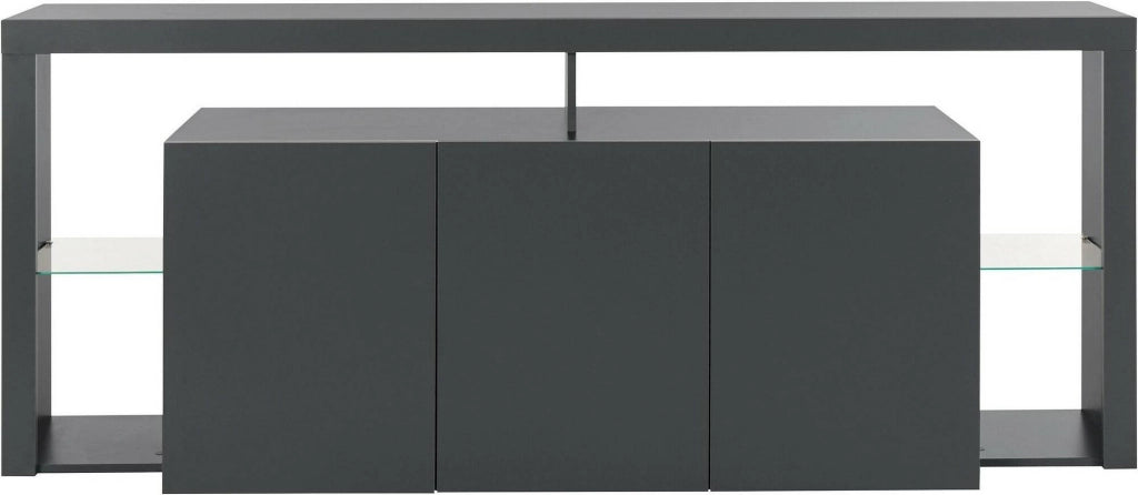 Credenza Andale, Buffet da soggiorno a 3 ante, Madia da salotto, Credenza moderna, 100% Made in Italy, 200x40h80 cm, Antracite