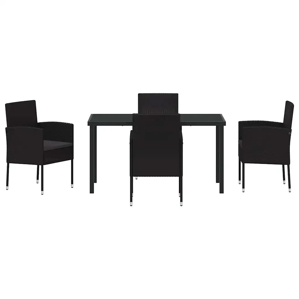 Set da Pranzo per Giardino con cuscino 5 pcs Nero polyrattan 3380066