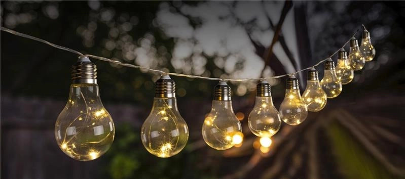 HIGH-TECH CATENA LUMINOSA AD ENERGIA SOLARE CON 10 LAMPADINE 2 MT LUCE CALDA OKX