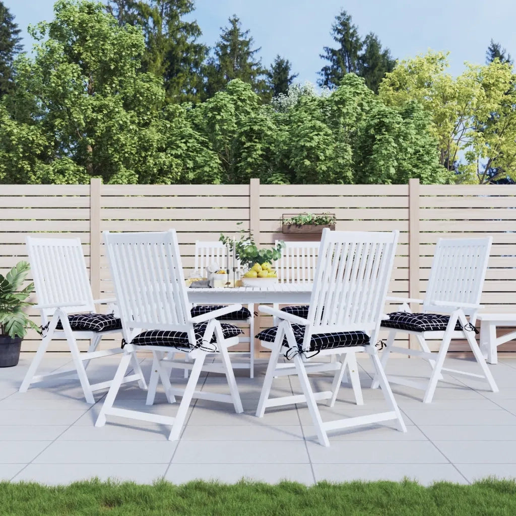 Cuscini per Sedia 6 pz a Quadri Neri 50x50x7 cm Tessuto Oxfordcod mxl 71648