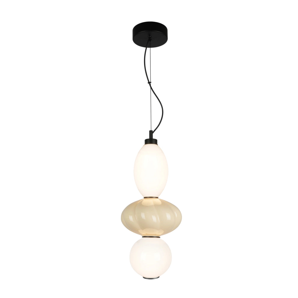 Lampada sospensione Art Déco ceramica beige LED 18W Tordi Italux