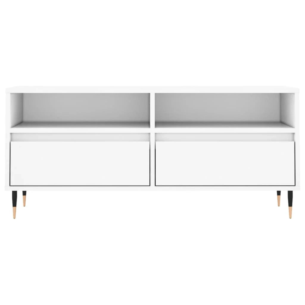 Mobile TV multimediale mensola TV credenza mobile TV sala da pranzo soggiorno camera da letto 100 x 34,5 x 44,5 cm legno ingegnerizzato bianco 02_0025472