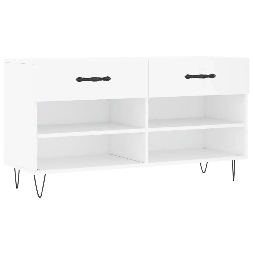 Panca Porta Scarpe-Sgabello-Panca Scarpiera Bianca 102x35x55 cm in Legno Multistrato 362757