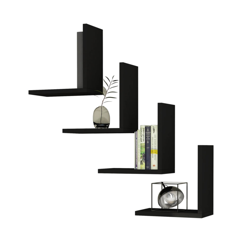 Set di 4 mensole da parete 30 x 30 x 16 cm nere 03_0007094