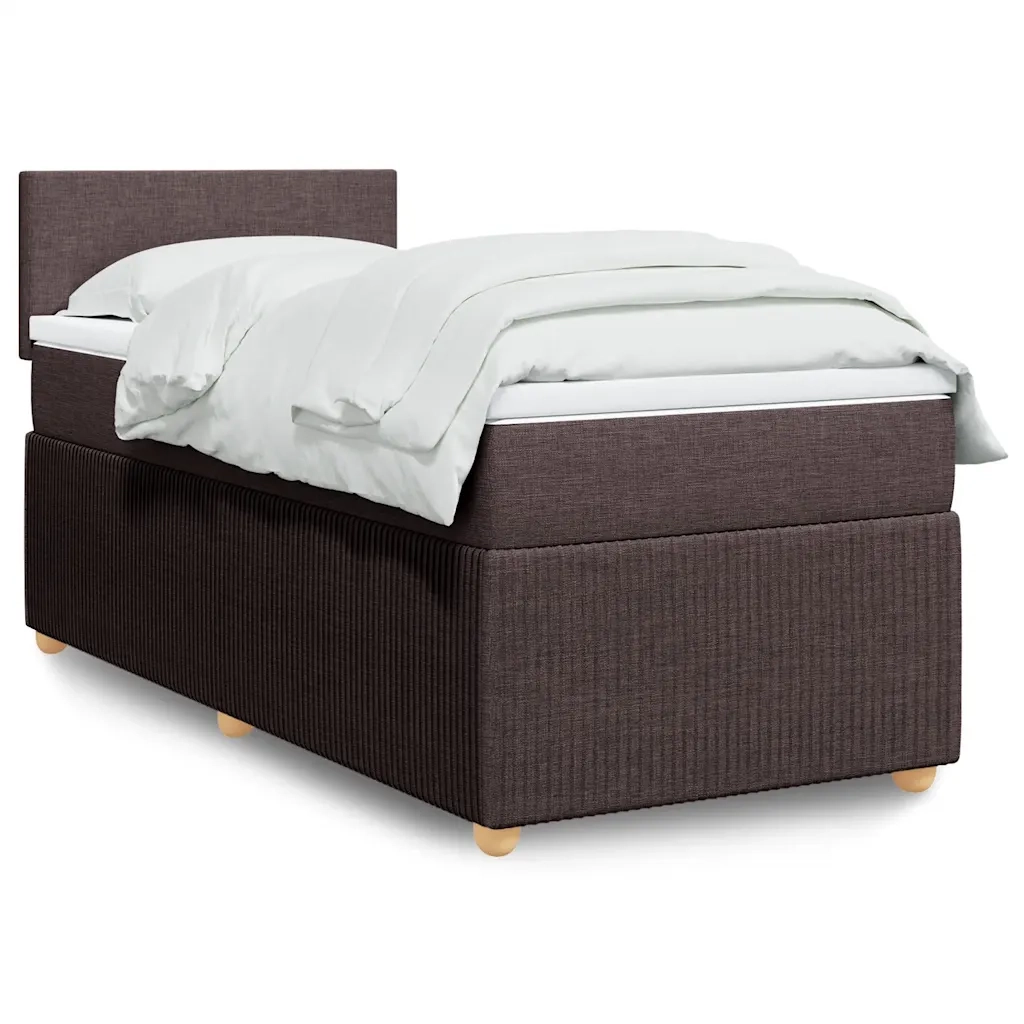 vidaXL Giroletto a Molle con Materasso Marrone Scuro 90x190cm Tessuto
