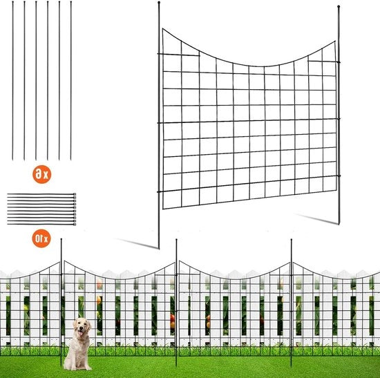Recinzione per giardino senza radici 93 cm (H) x 36 m (L) - Recinzione decorativa sotterranea per giardino con 63 cm di distanza tra i pali - Hanno per cani in metallo, set da 5 pezzi