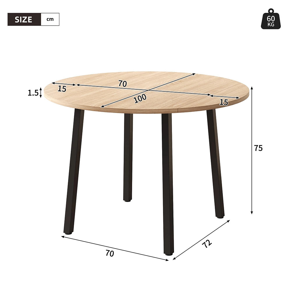 Tavolo pieghevole-Xylo-100x100cm rotondo metallo adatto piccoli spazi