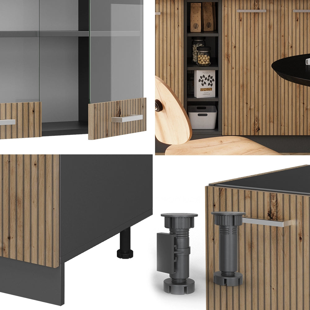 Vicco Cucina completa Rovere artigianale/antracite 160 cm , PL Marmo