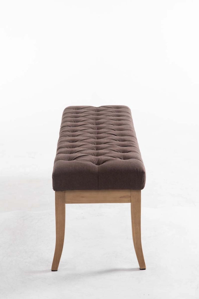 Panca design RAMSES in legno chiaro antico tessuto marrone,150 cm