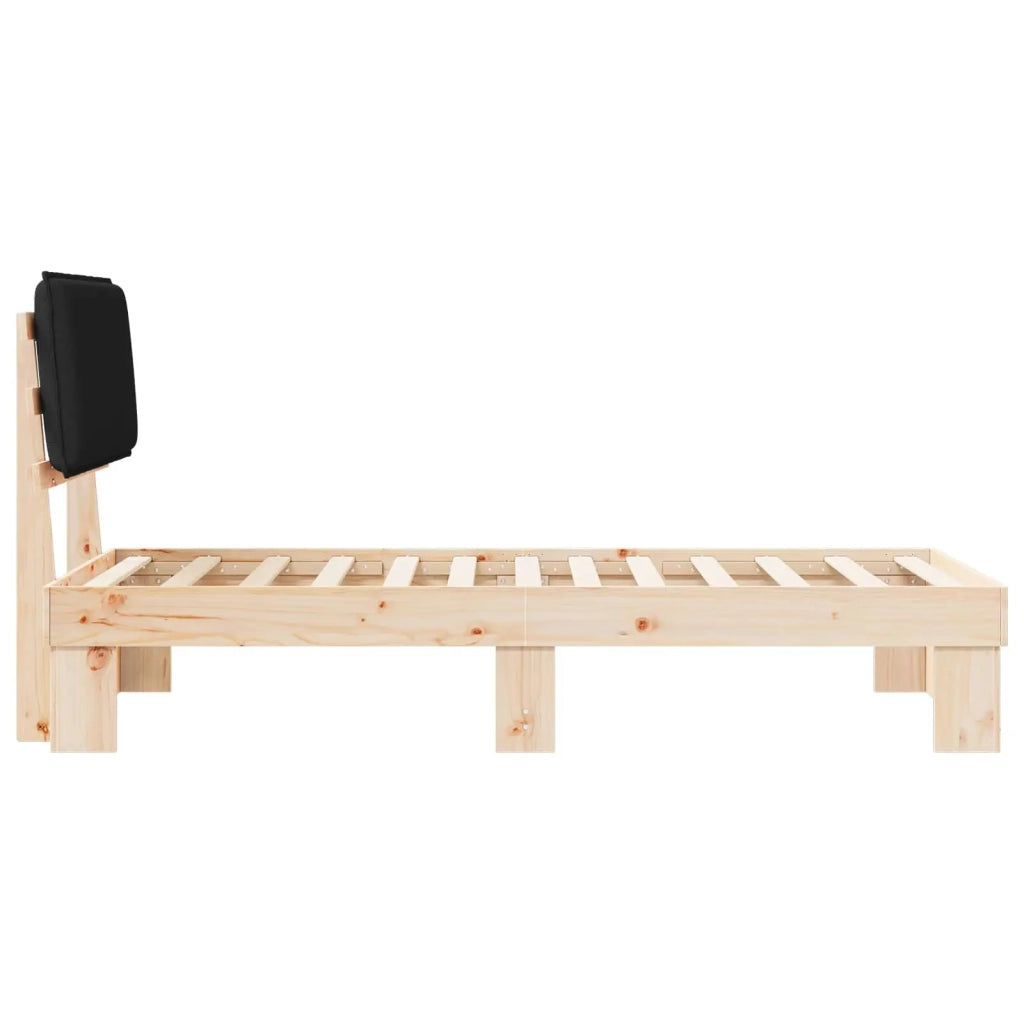 Letto con Testiera Rivestita Nero 100 x 200 cm Pino massello 877301