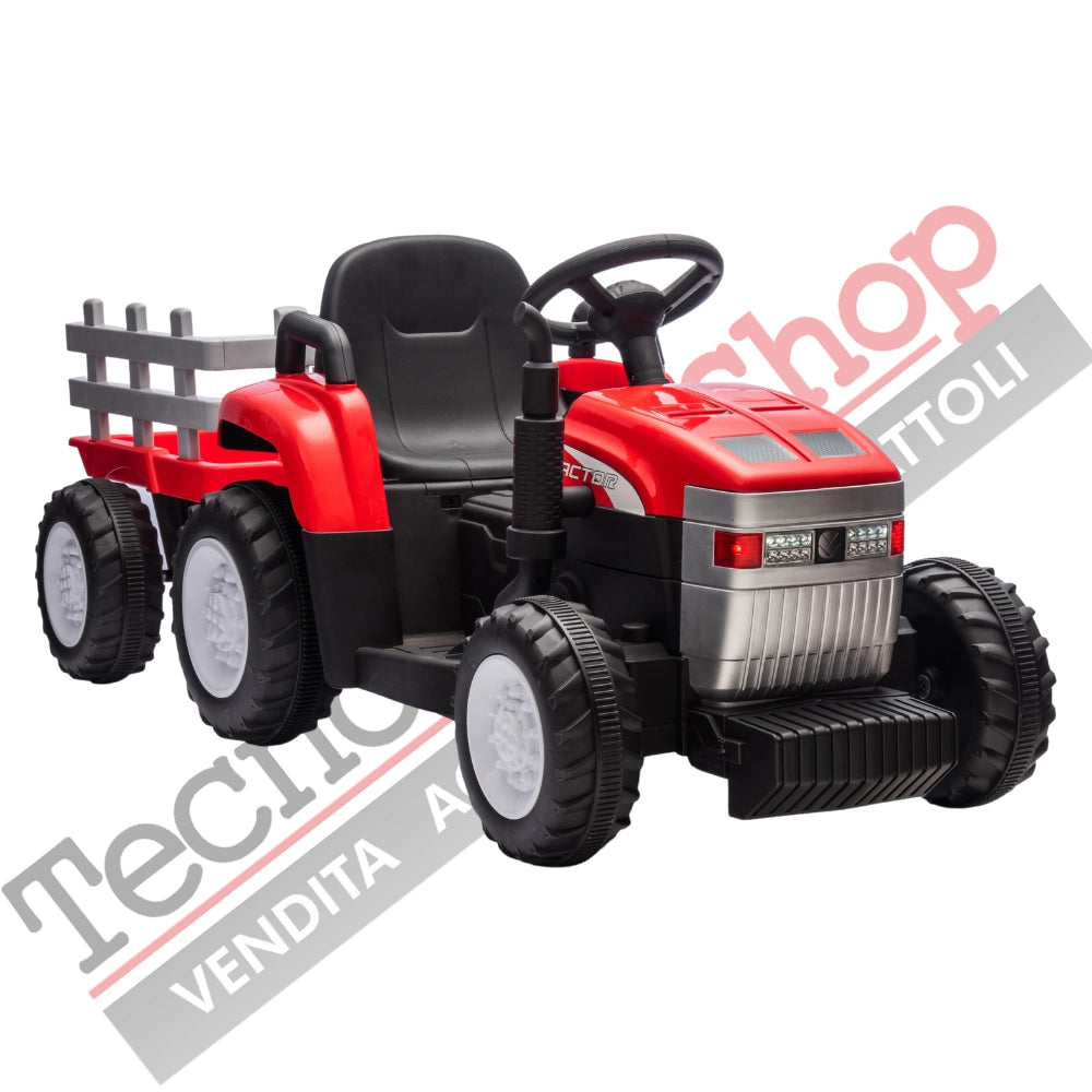 Tecnobike Shop - Trattore Elettrico Per Bambini  con Rimorchio 12V-Rosso