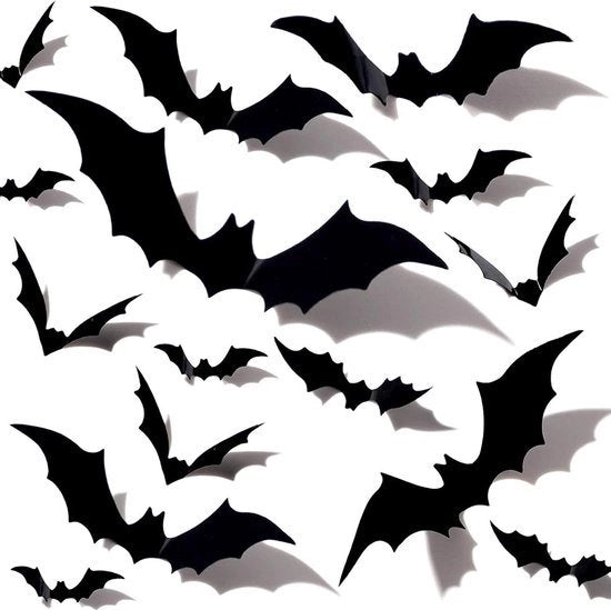 Decorazione da Halloween 32 pezzi decorazione 3D pipistrello per parete - pvc impermeabile - nero spettrale - pipistrello rimovibile - fai da te - decorazione per finestra - set di decorazioni da Halloween