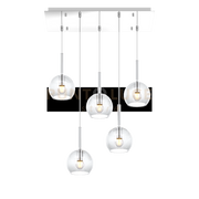 SOSP. CROMO RETTANGOLARE 5 LUCI VETRI TUTTI PICCOLO TRASPARENTE 1155CR-S5 RP-TR