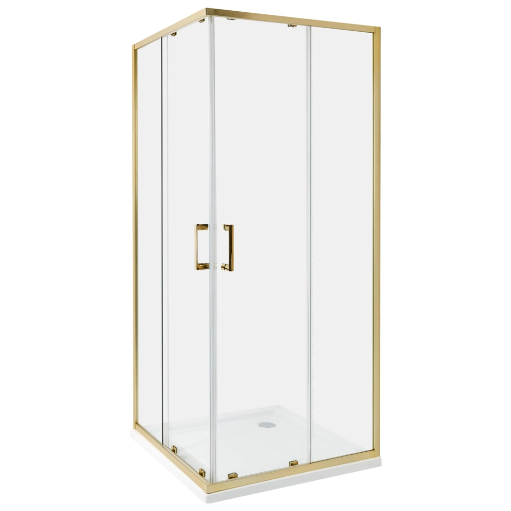 Box Doccia Vetro Temperato Argento Cornice Alluminio Doppia Porta 80x80x185cm
