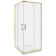 Box Doccia Vetro Temperato Argento Cornice Alluminio Doppia Porta 80x80x185cm