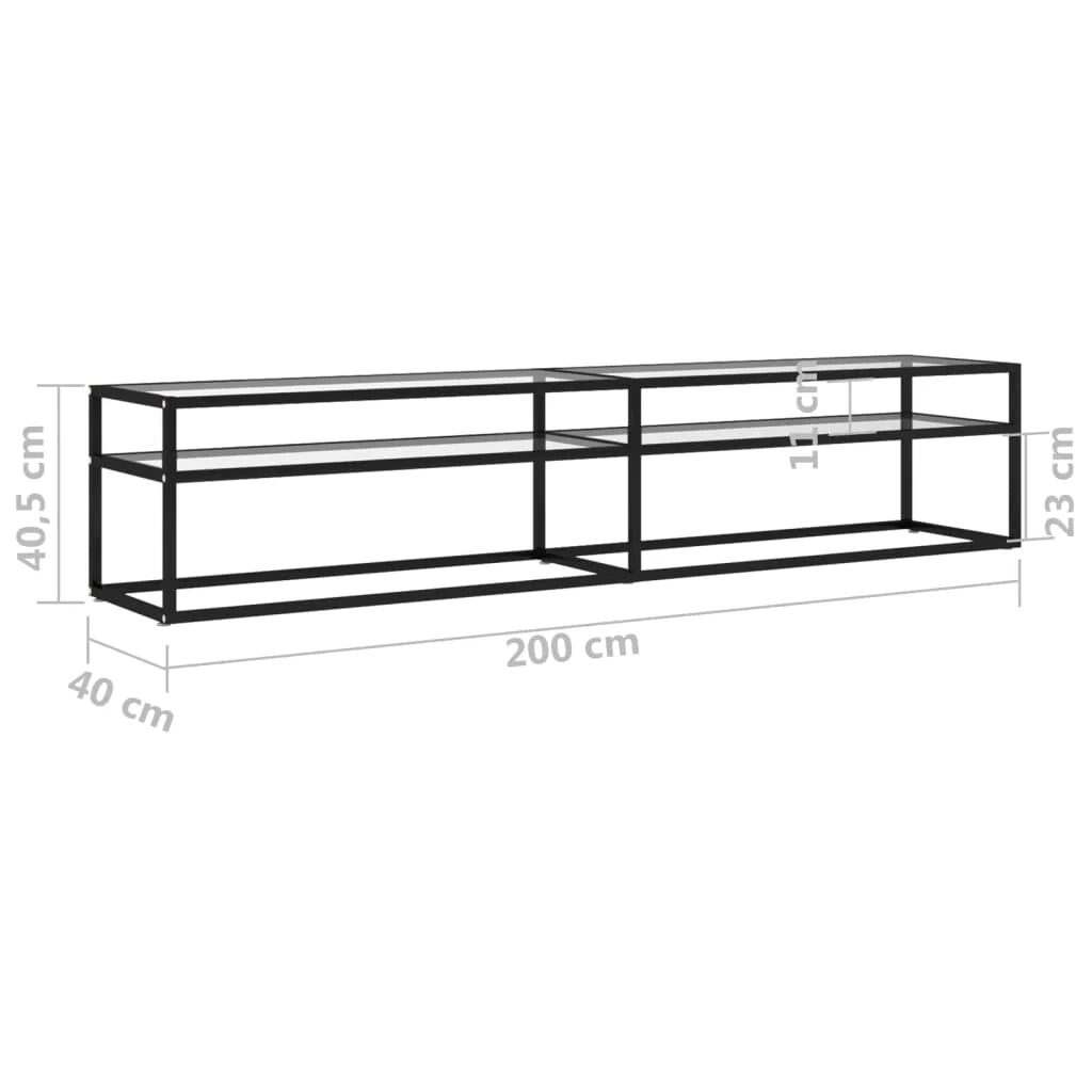 Mobile TV multimediale scaffale TV mobile TV sala da pranzo soggiorno camera da letto trasparente 200 x 40 x 40,5 cm vetro temperato trasparente 02_0028498