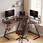 SCRIVANIA ANGOLARE L 128x128 cm Nera con supporto monitor