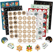Sticker calendario di Natale 2024 - 1-24 Sticker - 8 fogli - Autoadesivi - Per attività di fai da te - Decorazioni di Natale - Sticker di Natale