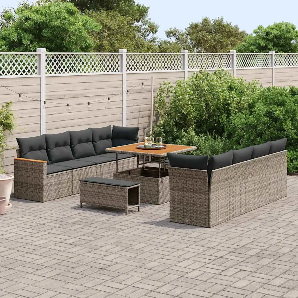 Set Divano da Giardino con cuscino 12 pcs Grigio polyrattan 3364978
