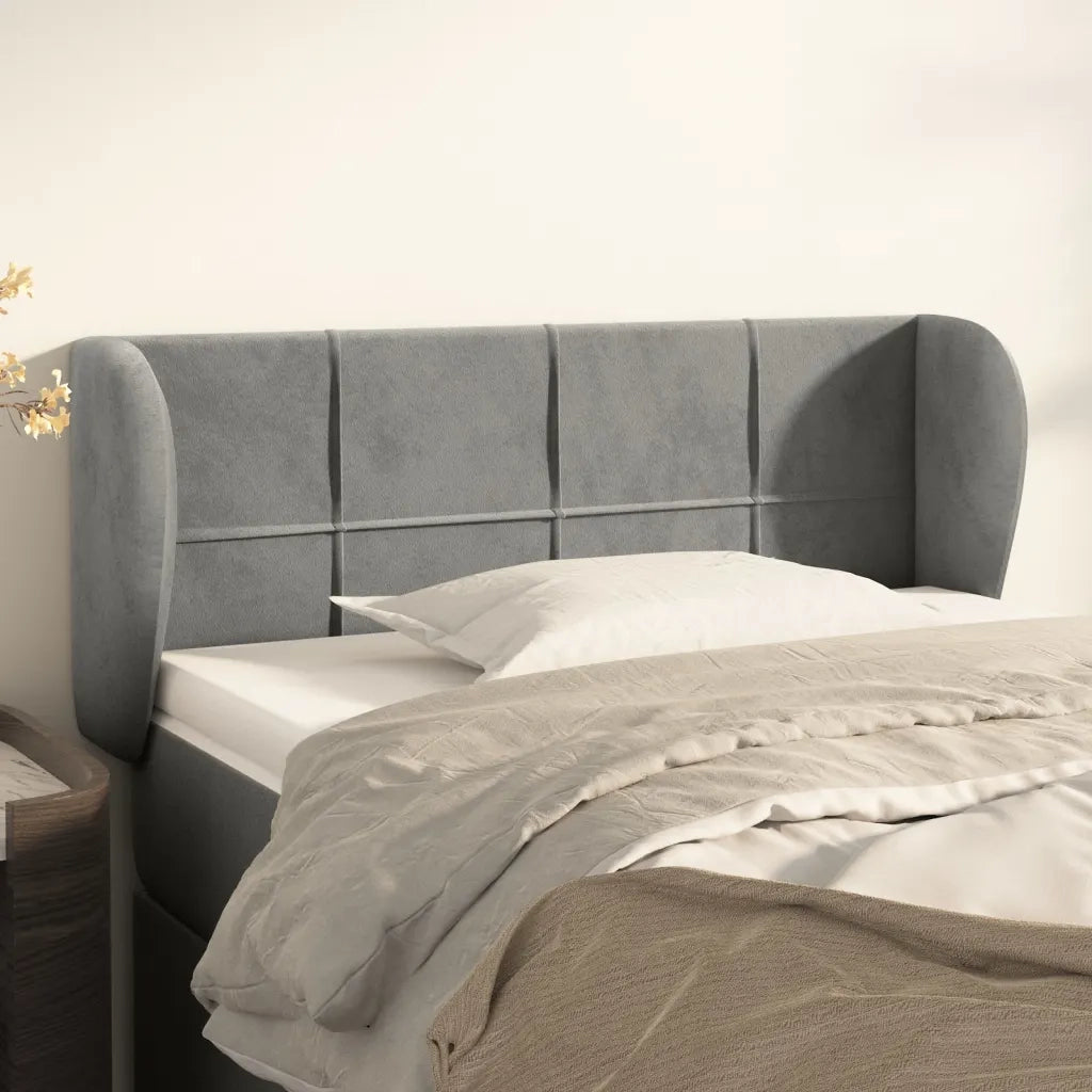 Testiera | Testata ad Orecchio Grigio Chiaro 83x23x78/88 cm in Velluto