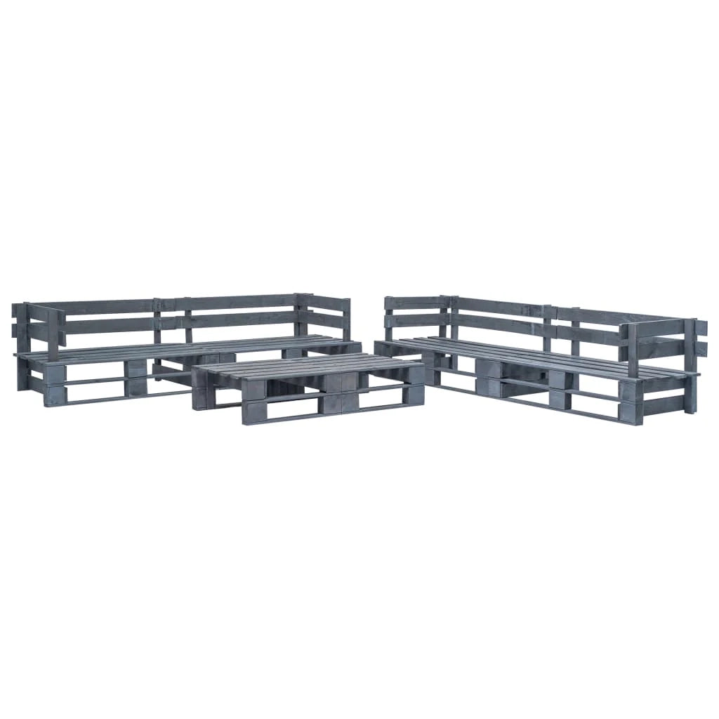Set di mobili da giardino per esterni set di mobili in pallet da 6 pezzi legno grigio 02_0018464