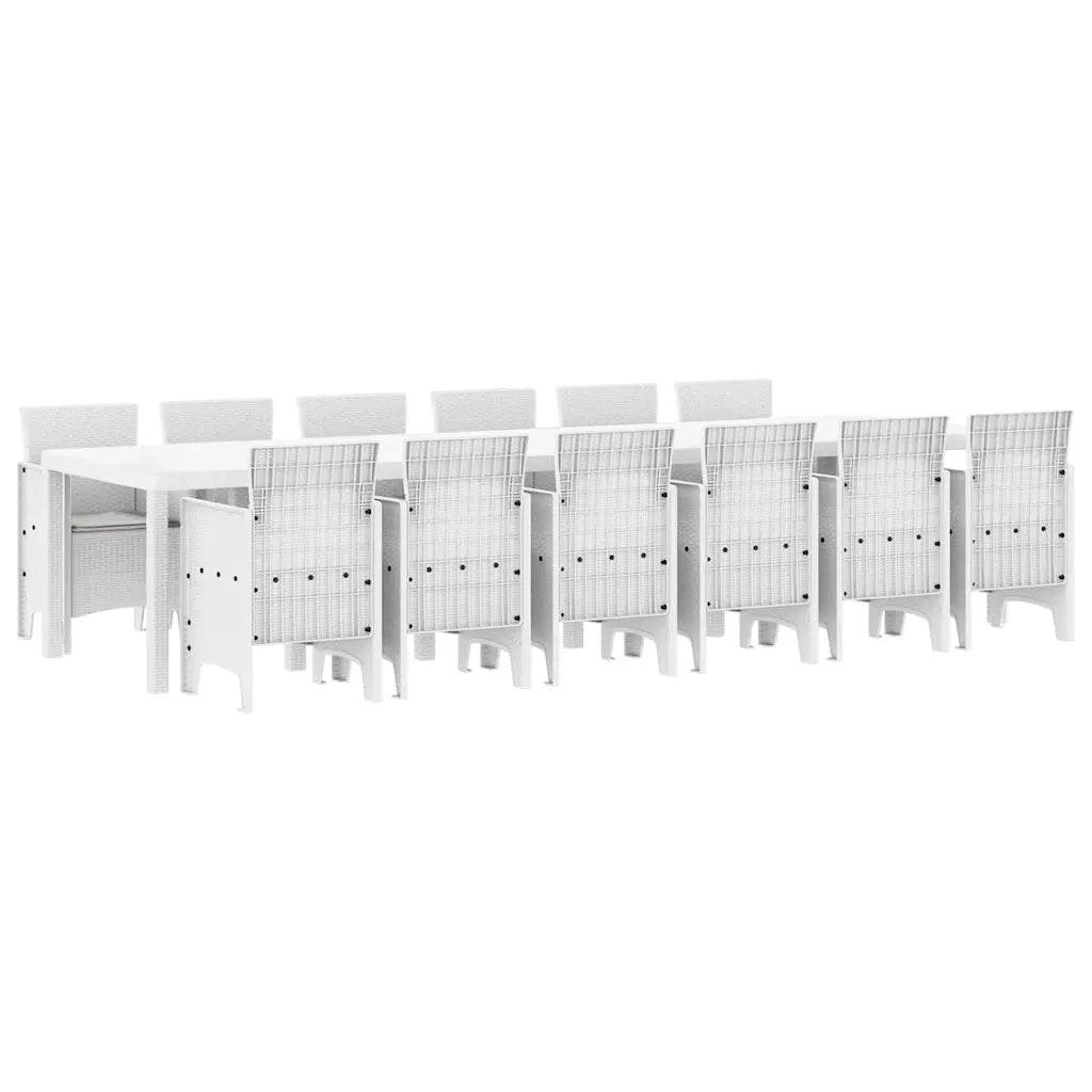 Set da Pranzo per Giardino 13 pcs Bianco Rattan Polt 3378784