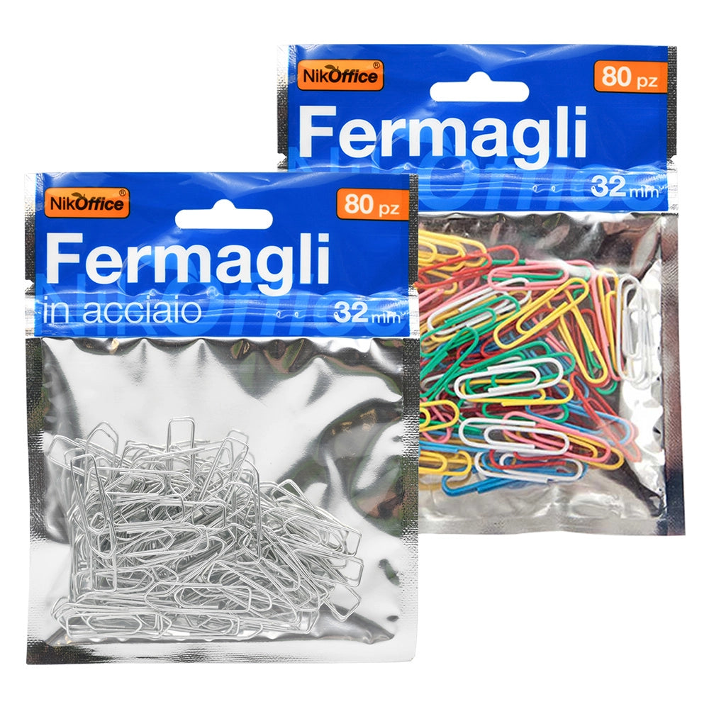 Fermagli per Carta Metallo Plastificato 12 Confezione 80 Pezzi 32 mm
