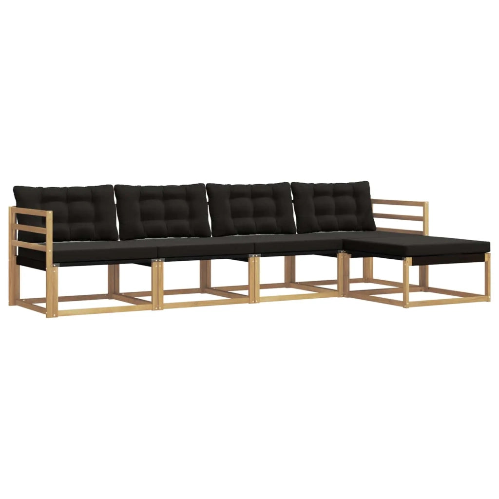 Set di divani da esterno con cuscino 5 pcs Bianco e Nero 3388578