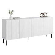 Credenza Corana, Madia da salotto con quattro ante battenti, Rialzato da terra, 200x42 h82 cm, Bianco