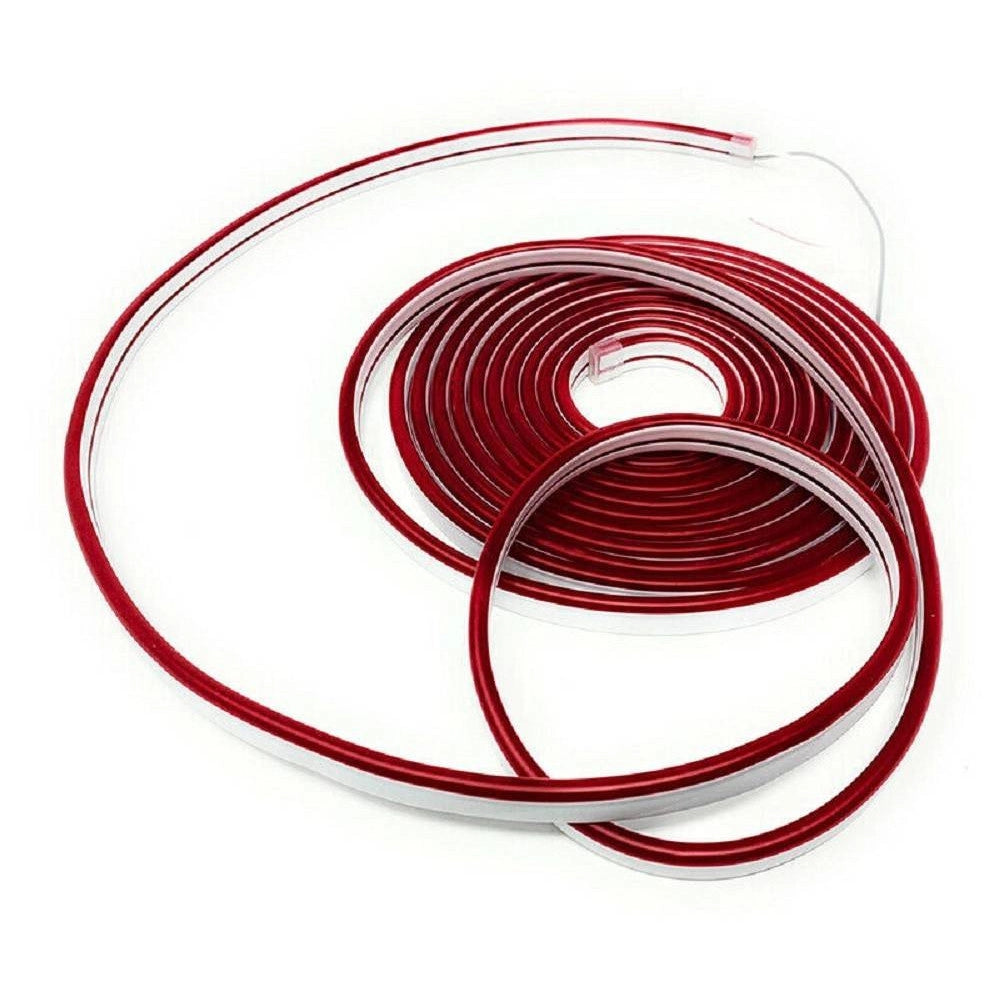 Trade Shop - Strip Led Neon Flessibile Striscia Decorativa 5 Mt Ip65 Vari Toni Di Luce U-12v - -rosso      -