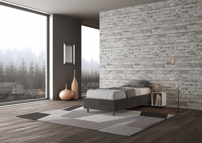 Letto 1 Piazza e Mezzo Sommier 120x200 cm con Rete Azelia Grigio