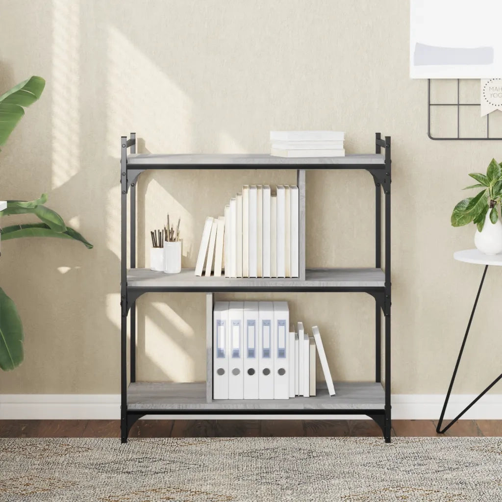 Libreria Grigio Sonoma 3 Ripiani 76x32x88 cm Legno Multistrato 833933