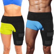 Set di due protettori di gamba per prevenire gli strappi muscolari, protettori di bacino, compressori di ginocchia, abbigliamento protettivo per sollevamento pesi per uomini e donne e protezione per la coscia.