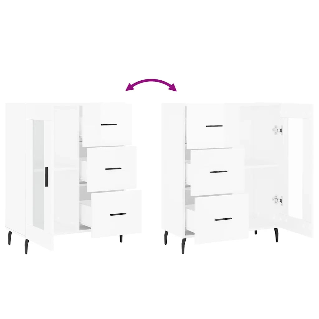 Credenza | Madia | Buffet da pranzo | Armadio da pranzo 69,5x34x90 cm in Legno Multistrato Bianco Lucido