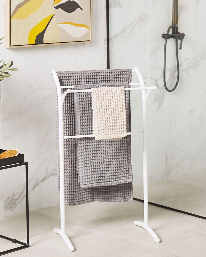 Portasciugamani in acciaio bianco verniciato a polvere 3 binari portasciugamani in piedi accessori da bagno moderni