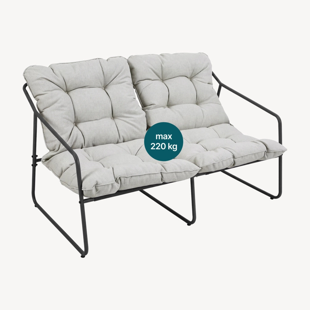 Set di 5 Mobili da Giardino Kivanta 2 Tavolini Rotondi 2 Poltrone e Divano - Grigio Scuro/Beige [en.casa]