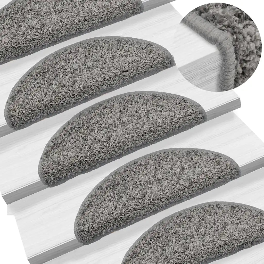 Tappetini per scale 30 pz | Gradini per Scale 56x17x3 cm Grigio Semicircolari