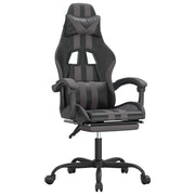 Sedia da Gaming | Sedia da e-sports Girevole Poggiapiedi Nero e Grigio Similpelle