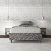 Letto una piazza e mezza con rete imbottito 120x200 tessuto Era 9 blu Azelia