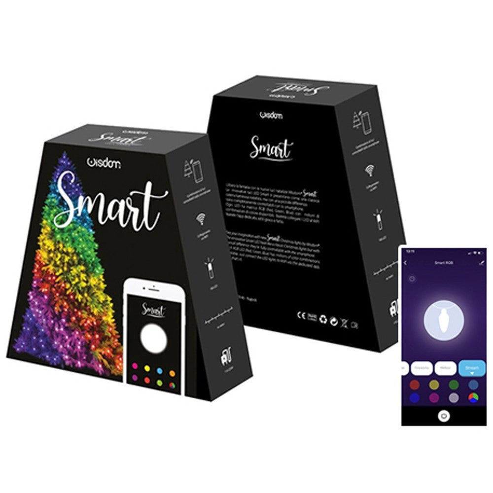 Trade Shop - Catena Di Luci Per Albero Di Natale Smart App Tuya Da 180 Led 18 Metri Wifi Rgb -
