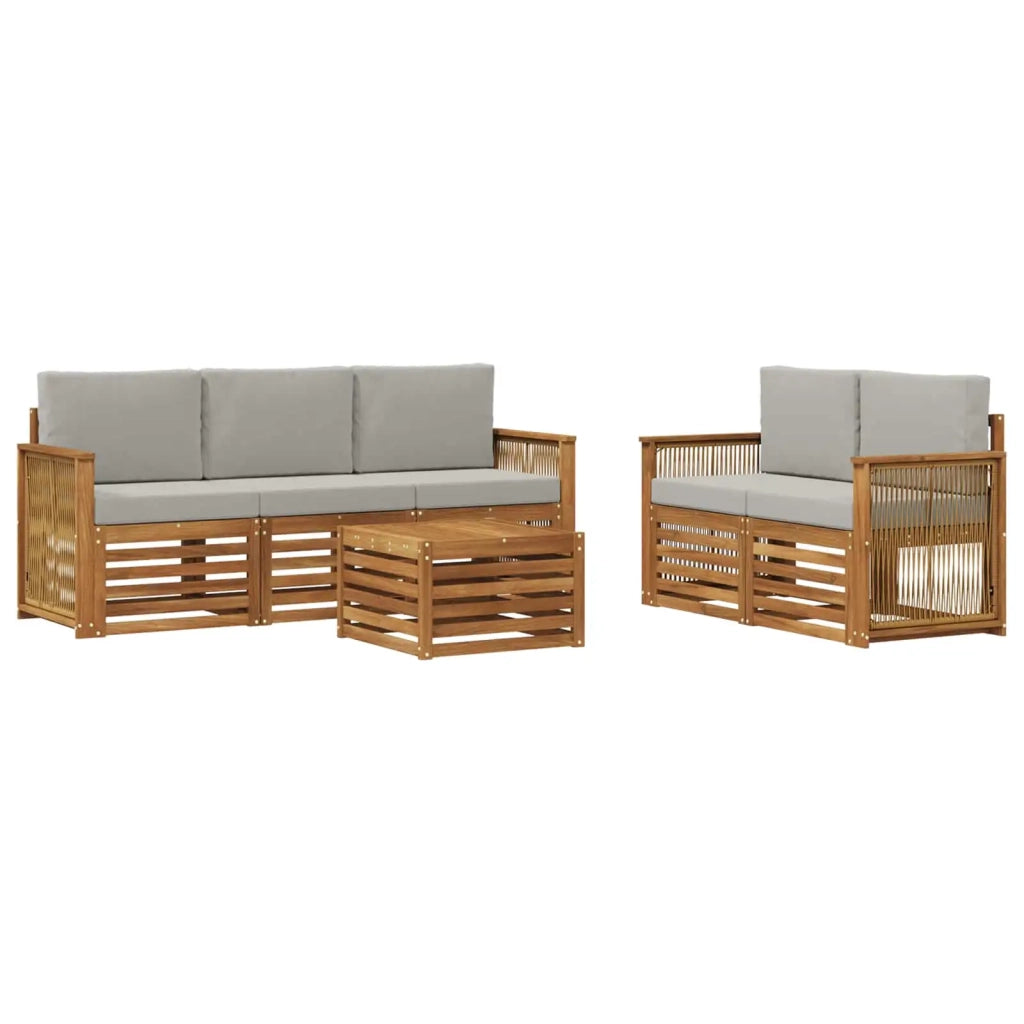 Set di divani da esterno 6 pz Naturale e Grigio Chiaro 3384027